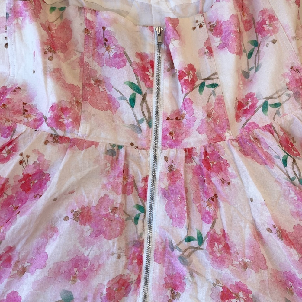 Bardot Elsie Floral Corset Mini Dress Pink Ramie Tie Strap Size 8 - Picture 9 of 16